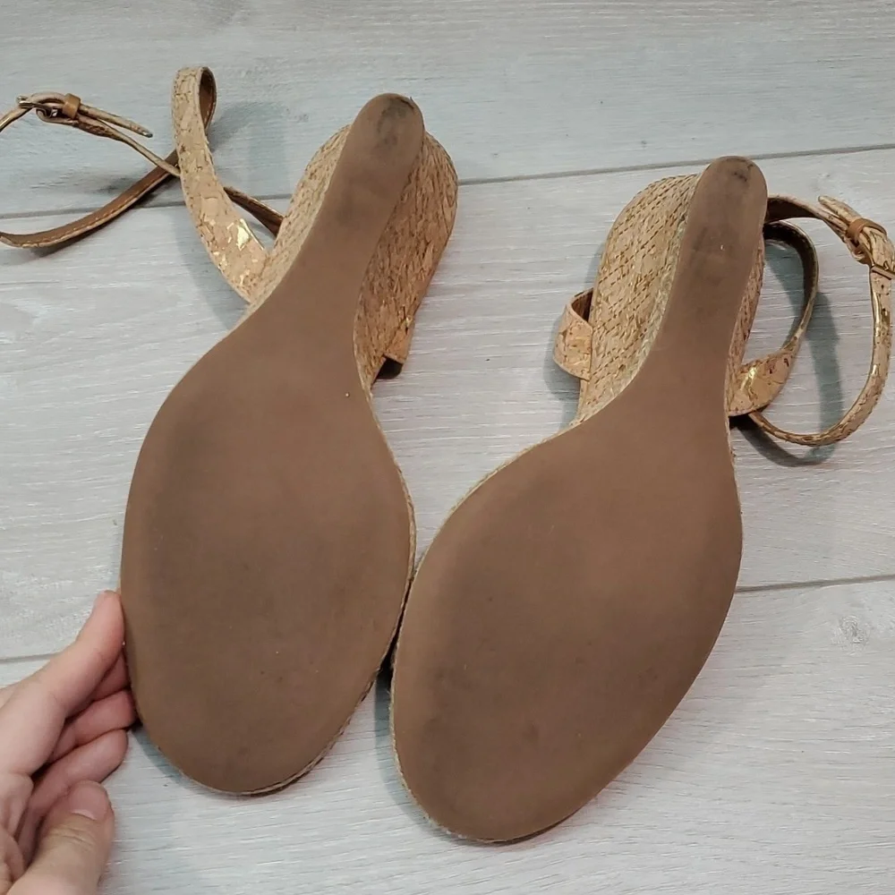 Tory Burch Womens Strappy Leather Wedge Sandals shoes sz 7.5 M